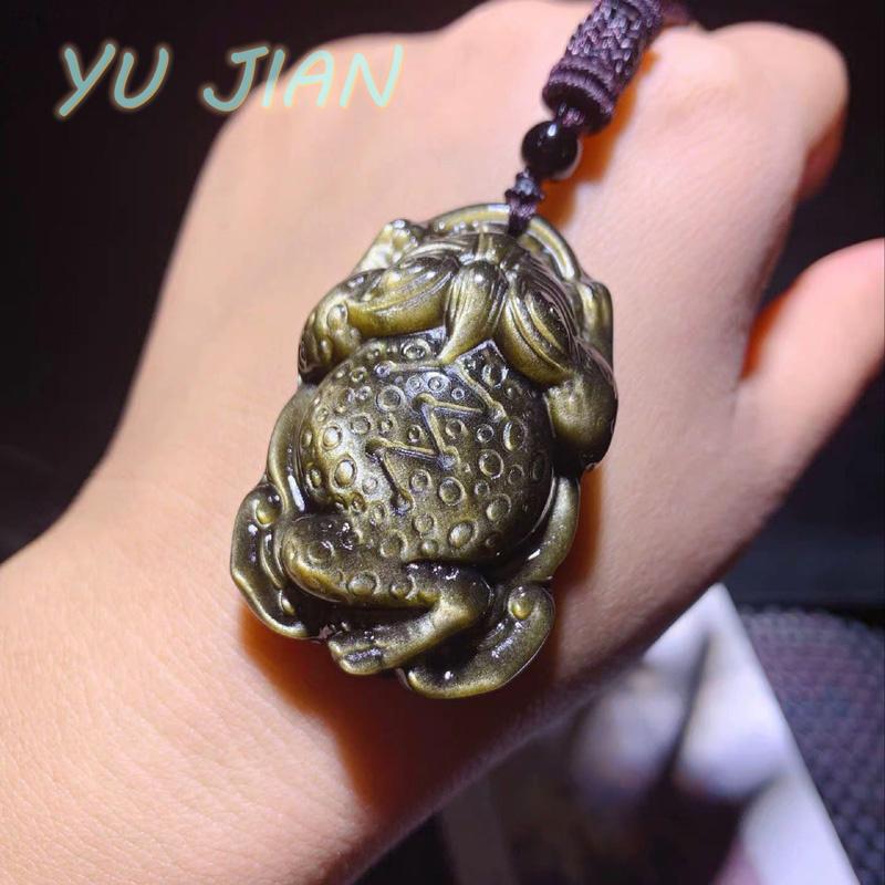 Longevity Health & Wellness Hotel - Natural Gold-Obsidian Pendant Lucky Jewellry Hand-carved