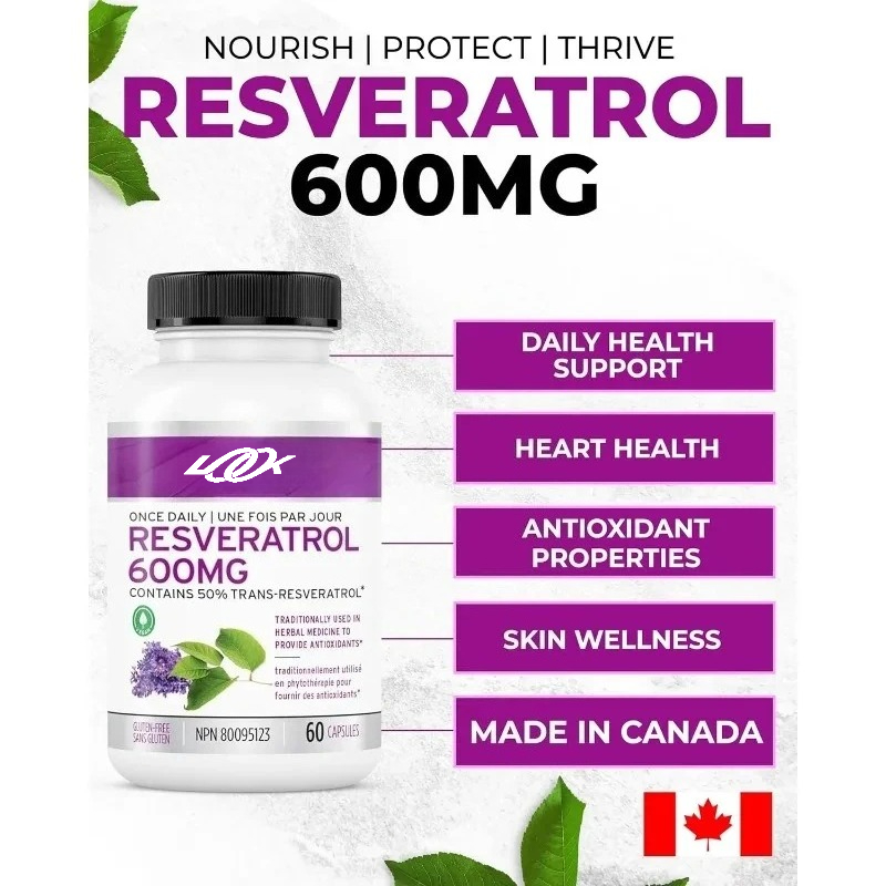 Longevity Health & Wellness Hotel - Active Resveratrol Supplement Capsules 600mg -