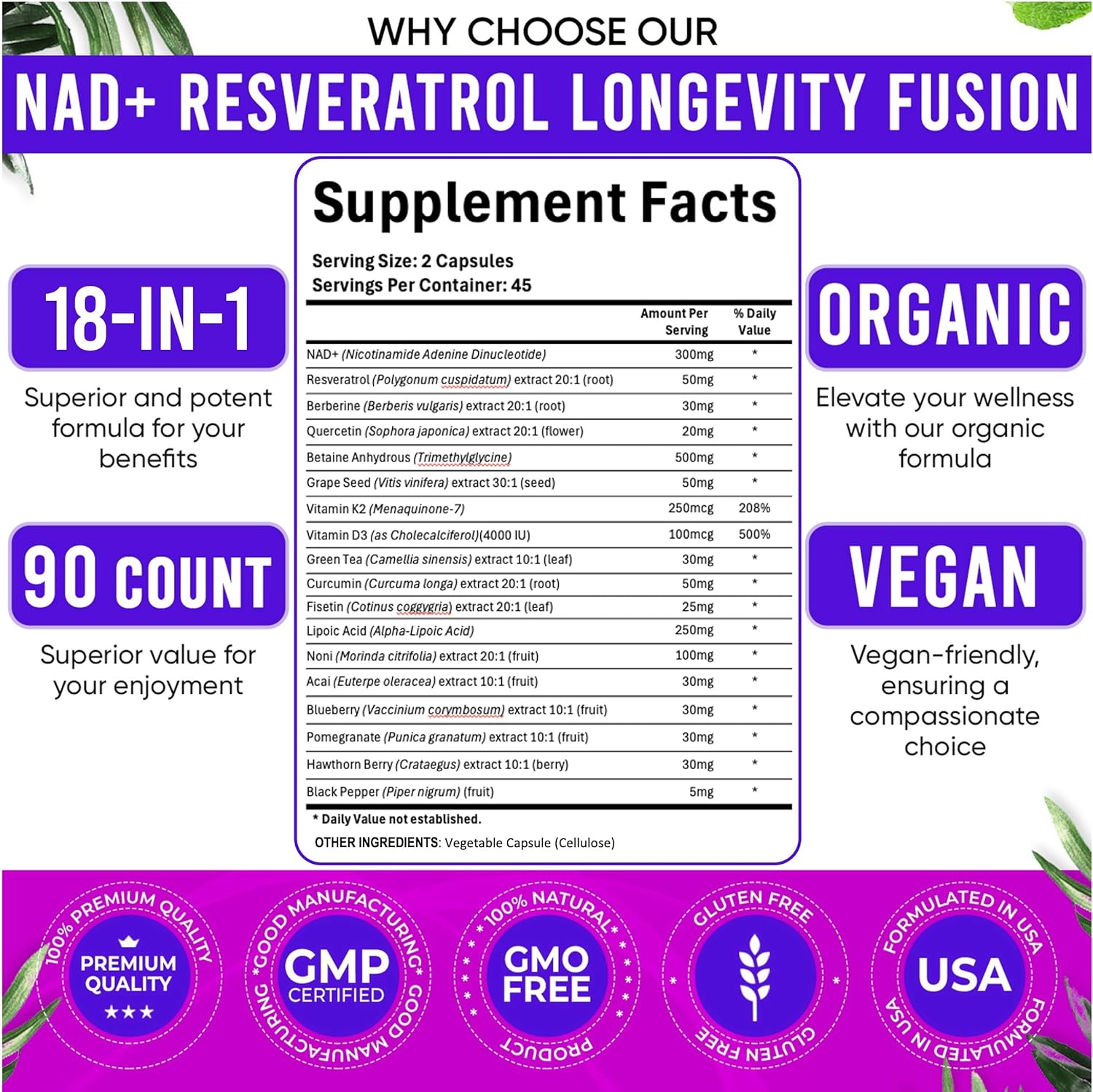 90pcs NAD Supplement - Longevi - огляд і ціна Longevity Health & Wellness Hotel