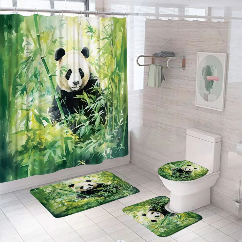 4Pc Watercolor Green Bamboo Sh - огляд і ціна Bamboo Bath Mat