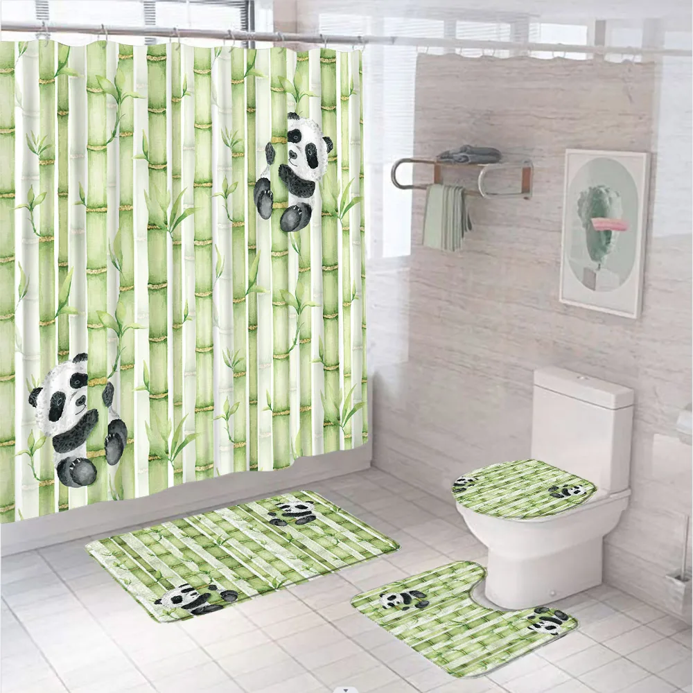 4Pc Watercolor Green Bamboo Sh - огляд і ціна Bamboo Bath Mat