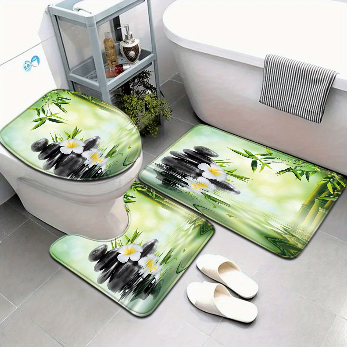 3-Piece Chinese Bamboo Water F - огляд і ціна Bamboo Bath Mat