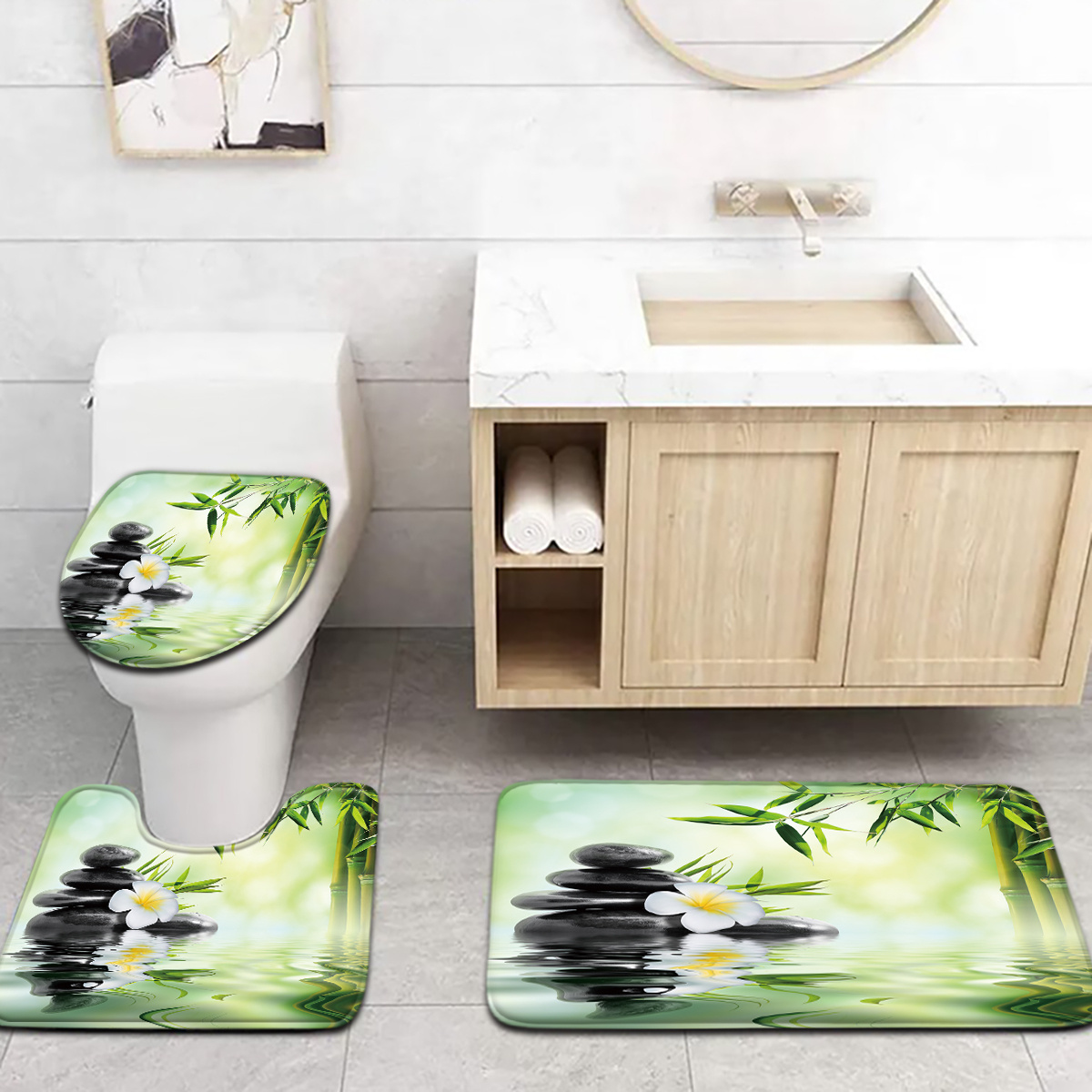 3-Piece Chinese Bamboo Water F - огляд і ціна Bamboo Bath Mat