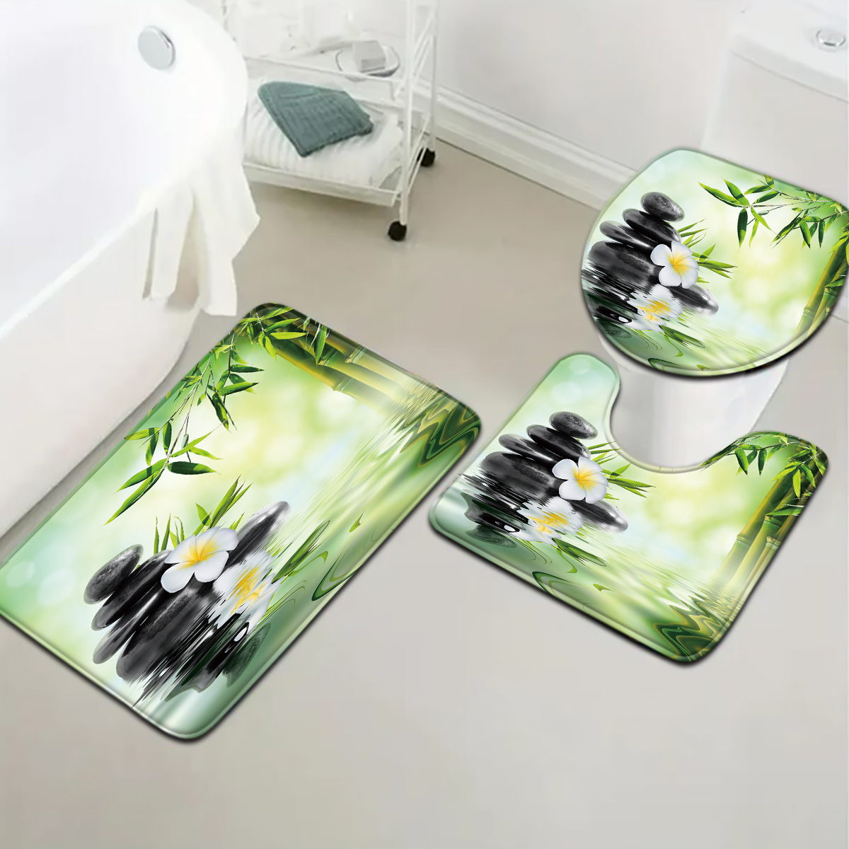 3-Piece Chinese Bamboo Water F - огляд і ціна Bamboo Bath Mat
