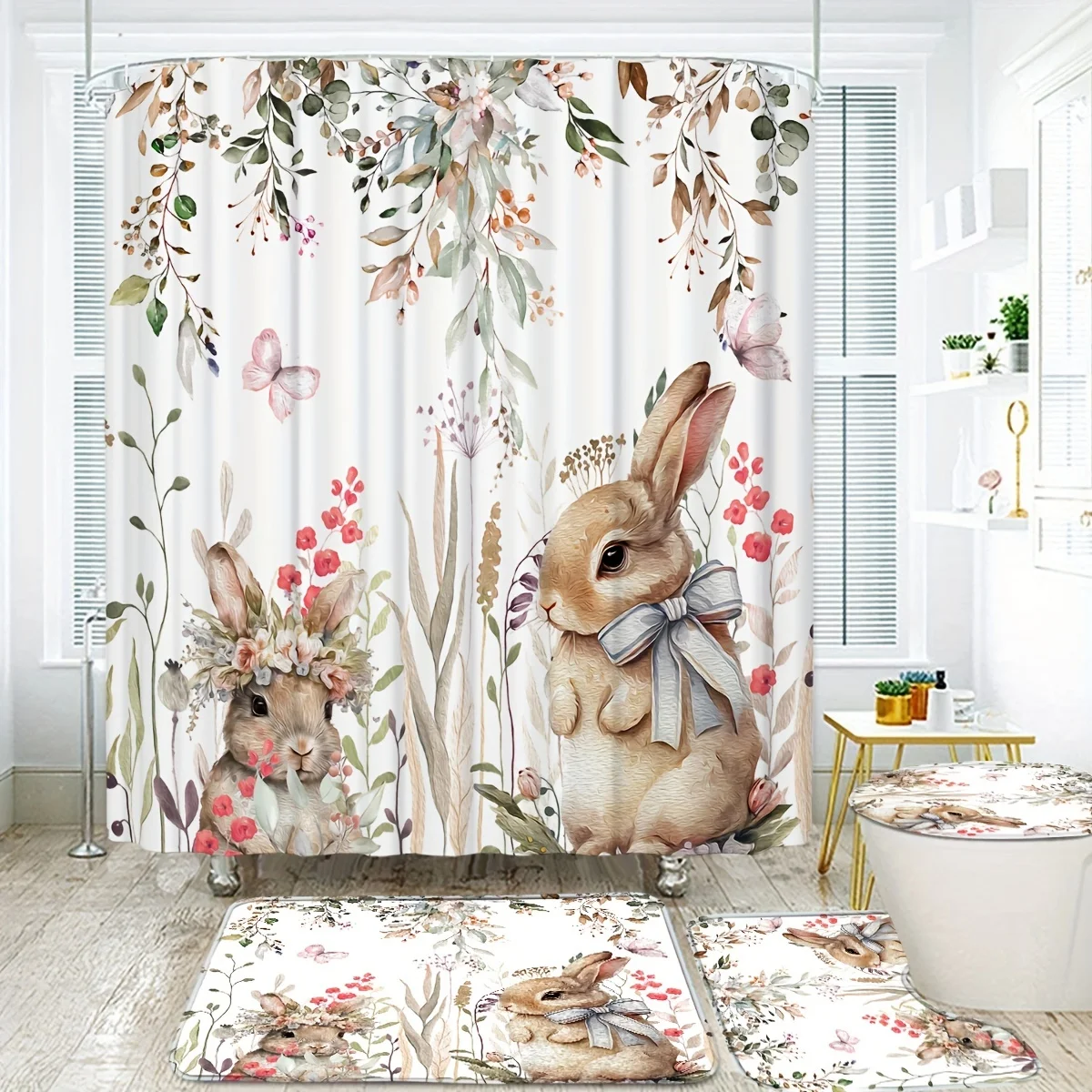 4pcs Cute Rabbit Easter Patter - огляд і ціна Bamboo Bath Mat