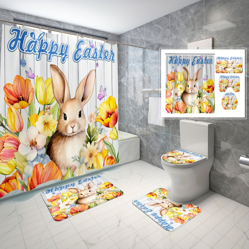 4pcs Cute Rabbit Easter Patter - огляд і ціна Bamboo Bath Mat