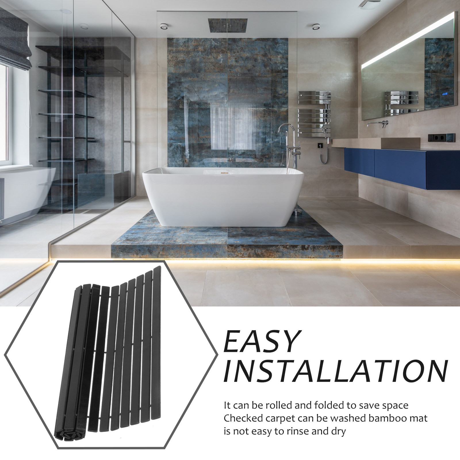 Bamboo Bath Mat Non-Slip Fiber - огляд і ціна Bamboo Bath Mat
