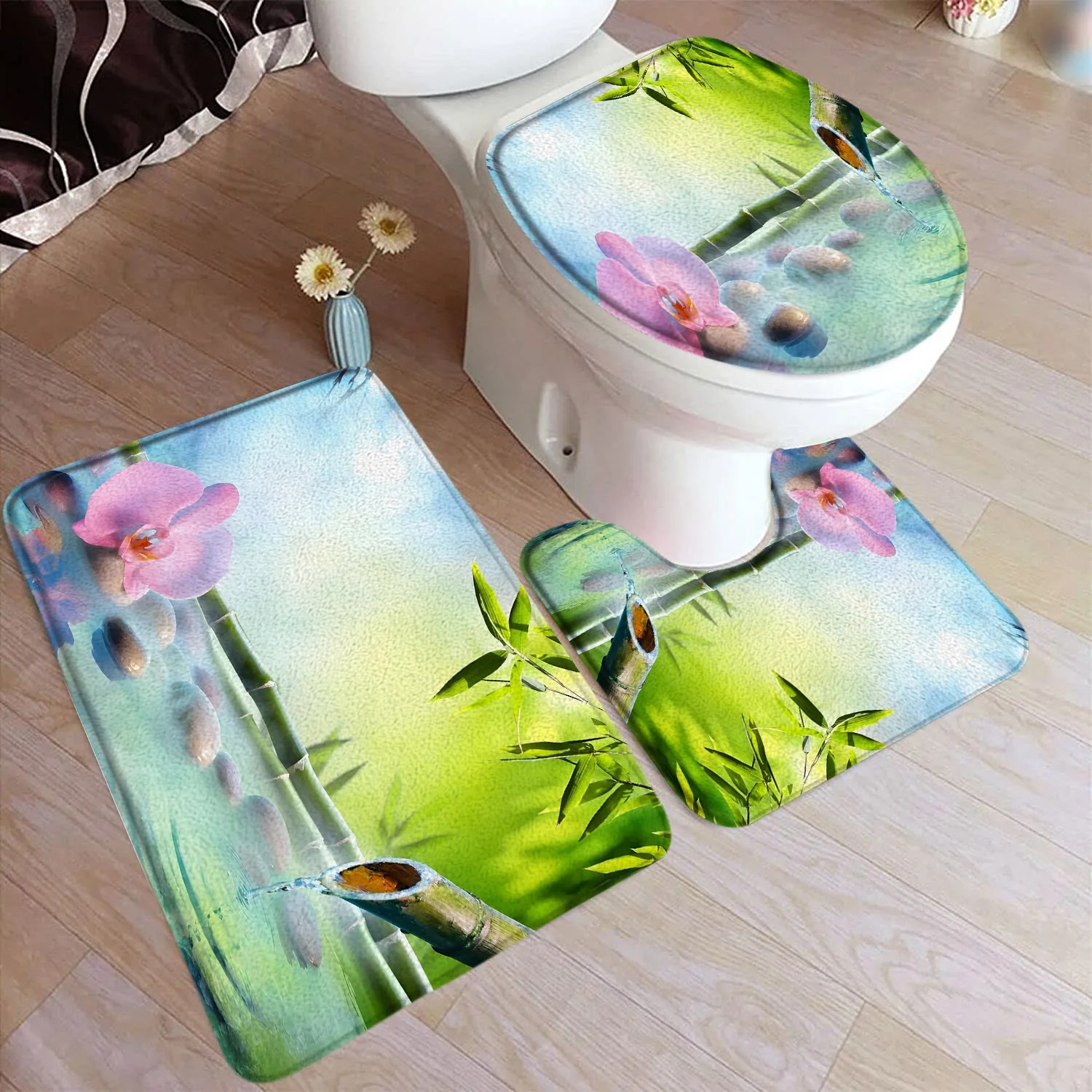 Zen Green Bamboo Bath Mat Set  - огляд і ціна Bamboo Bath Mat