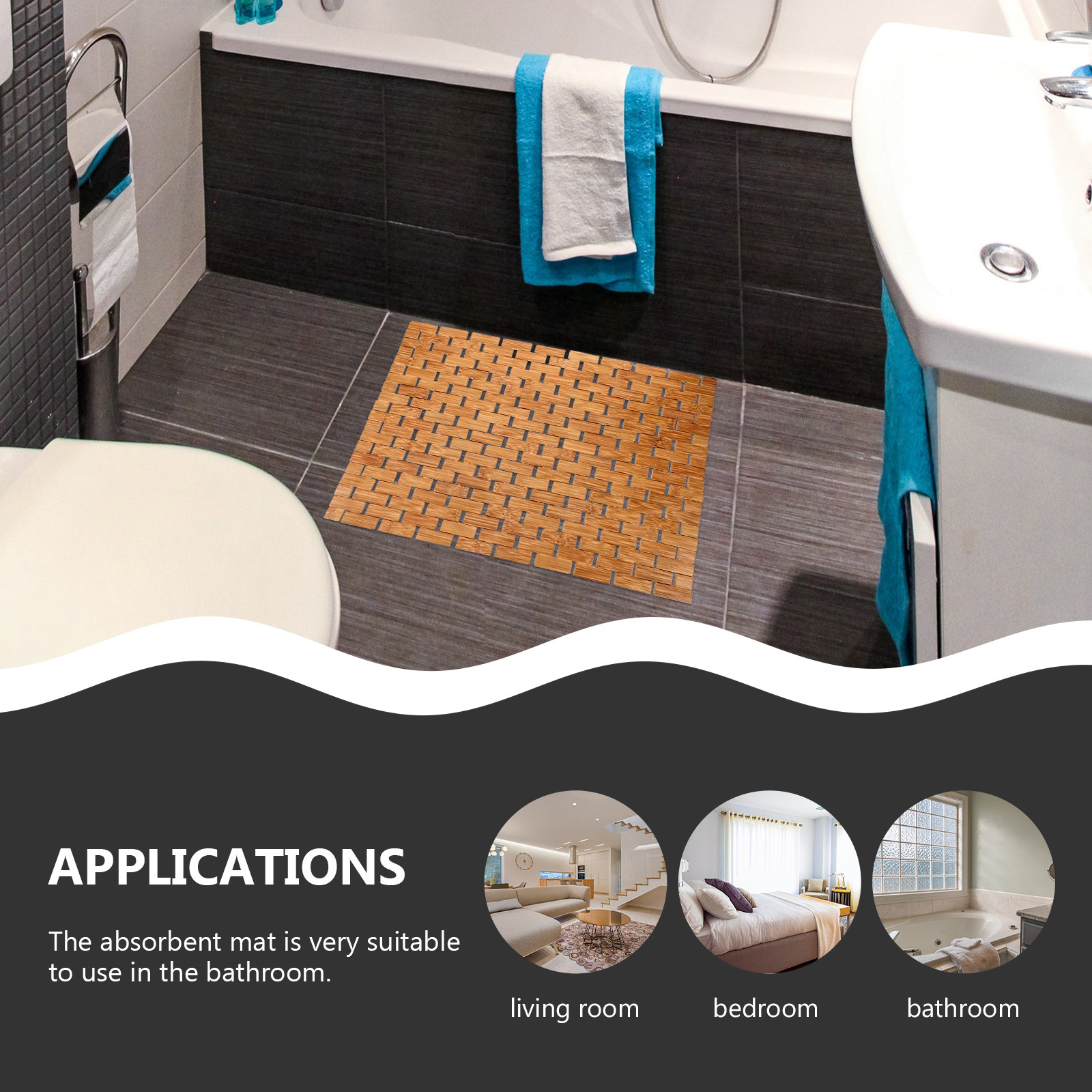 Bamboo Shower Floor Mat Square - огляд і ціна Bamboo Bath Mat